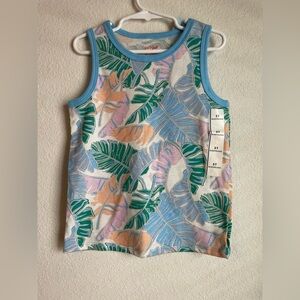 Cat & Jack Tropical Leaf Print Tank Top - Green, Blue, Orange size 5T-NWT